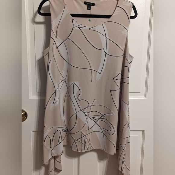 Alfani Beige Printed Sleeveless Trapeze Top - Picture 2 of 7